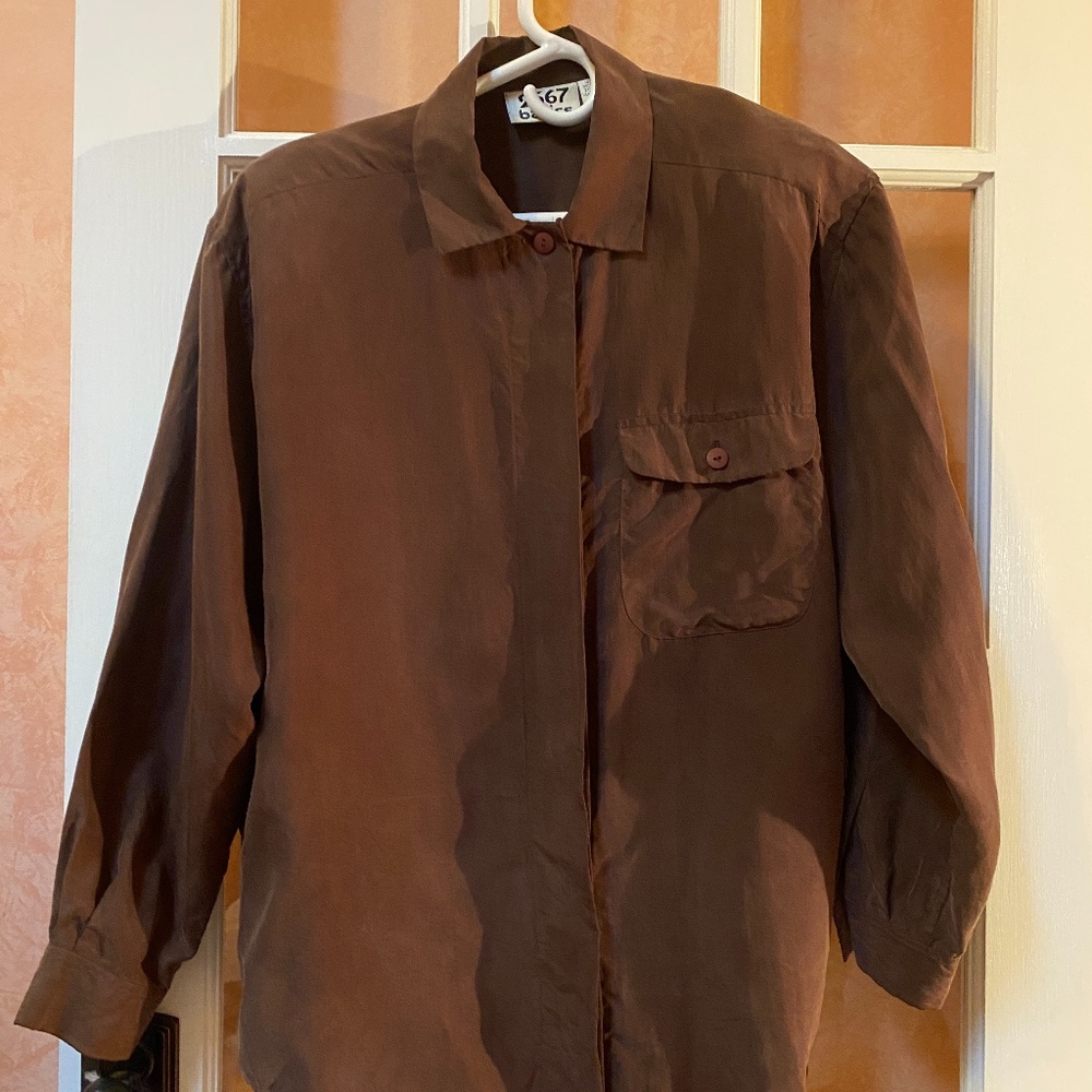 Brown Silk Blouse, W Sz 6
